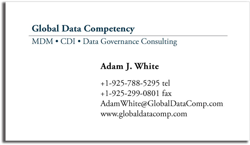 Contact Global Data Competency at +1-925-788-5295 phone, +1-925-299-0801 fax